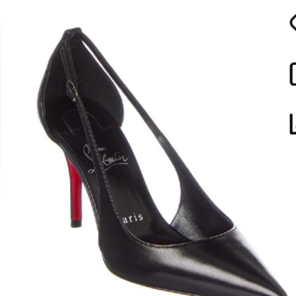 Christian Louboutin Black Pointed-Toe Slingback Pump with Red Sole